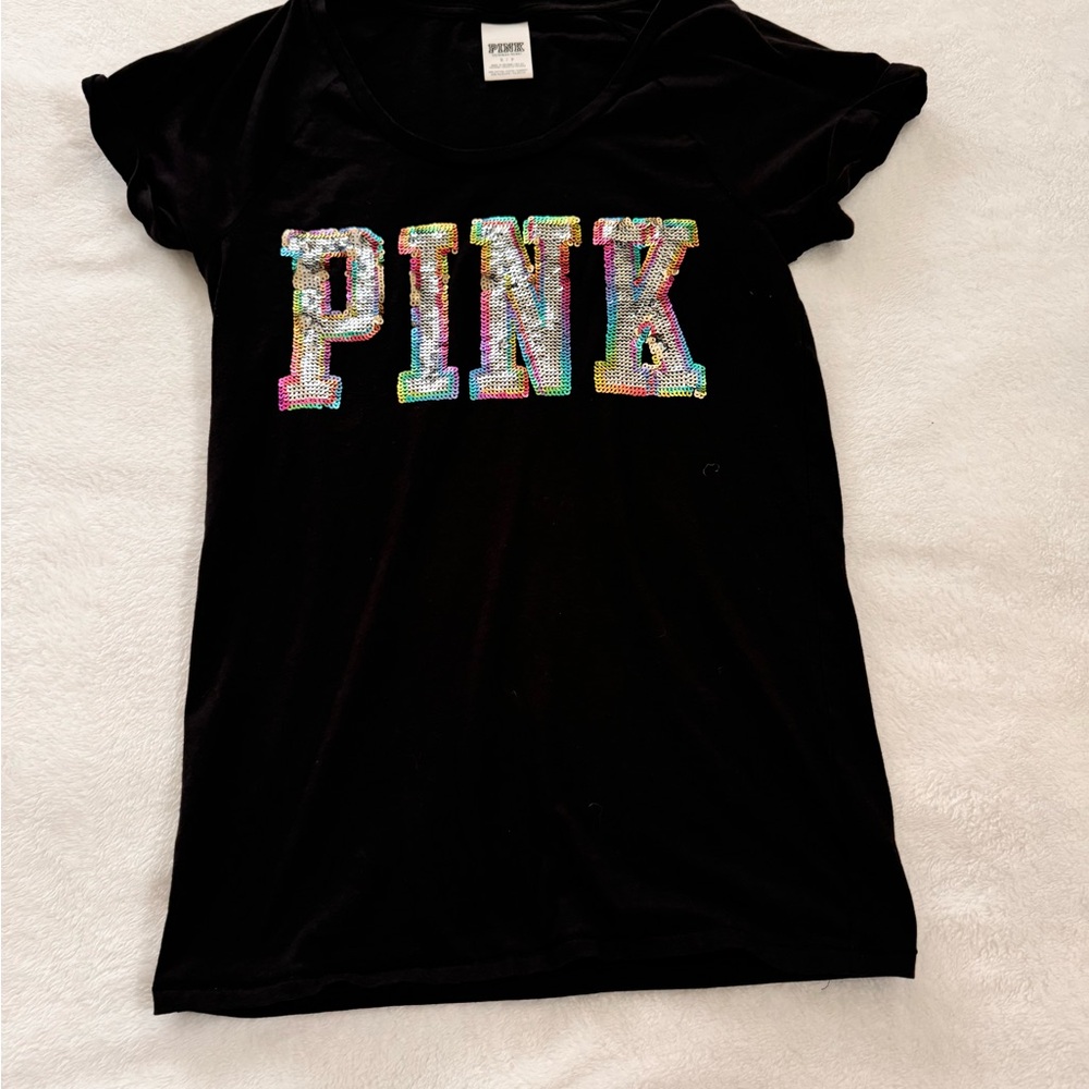 Victoria's Secret PINK Black Sequin T-Shirt